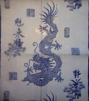 ASI-203 Asia - 1-ply (white/blue/Banana Fibre) - Ihr - Table Runner 33x600cm
